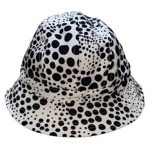 One Size Lightweight Cotton White with Black Polka Dots Bucket Hat